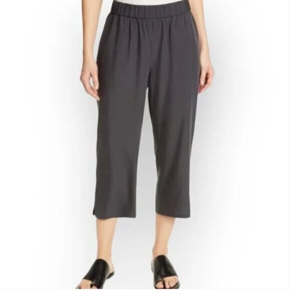 Eileen Fisher | Pull On Tencel Cropped Pants in Charcoal Gray | Size Medium - Picture 1 of 11